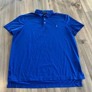 Polo Ralph Lauren Mens XL Performance Polo Shirt Blue Short Sleeve Bin G-33